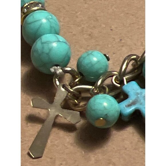My Style Faux Turquoise Faith Bead Stretch Bracelet - Picture 5 of 6